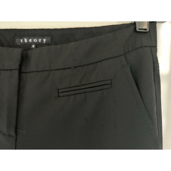 Women's Size 6 THEORY Pants Black Wool Strait Trousers - Picture 3 of 8